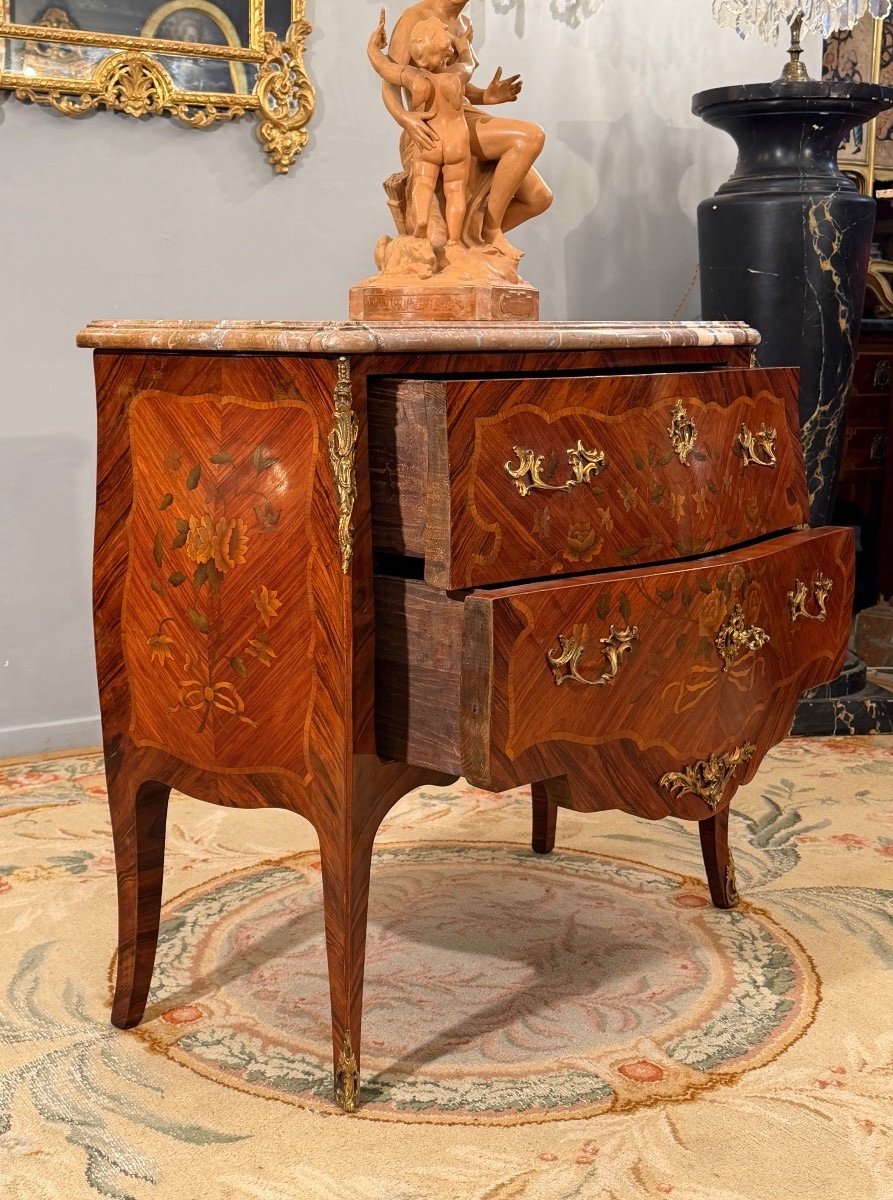 Commode en Marqueterie de Style Louis XV Epoque Napoléon III-photo-2