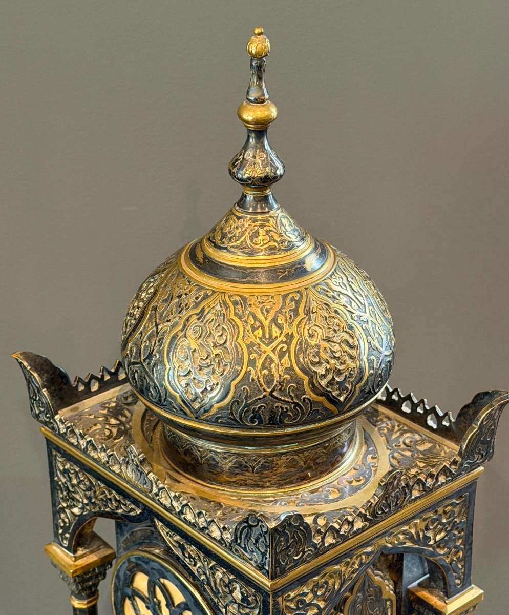 Emile Colin, Pendule en Bronze Orientaliste, XIXème, Vers 1870-photo-8