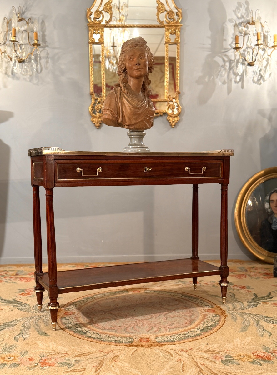 Console en Acajou d'Epoque Louis XVI, Vers 1780-photo-3