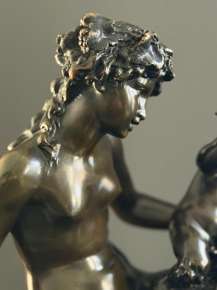 After Clodion, Sculpture, Bronze Group Of Fauness, 19th Century-photo-4