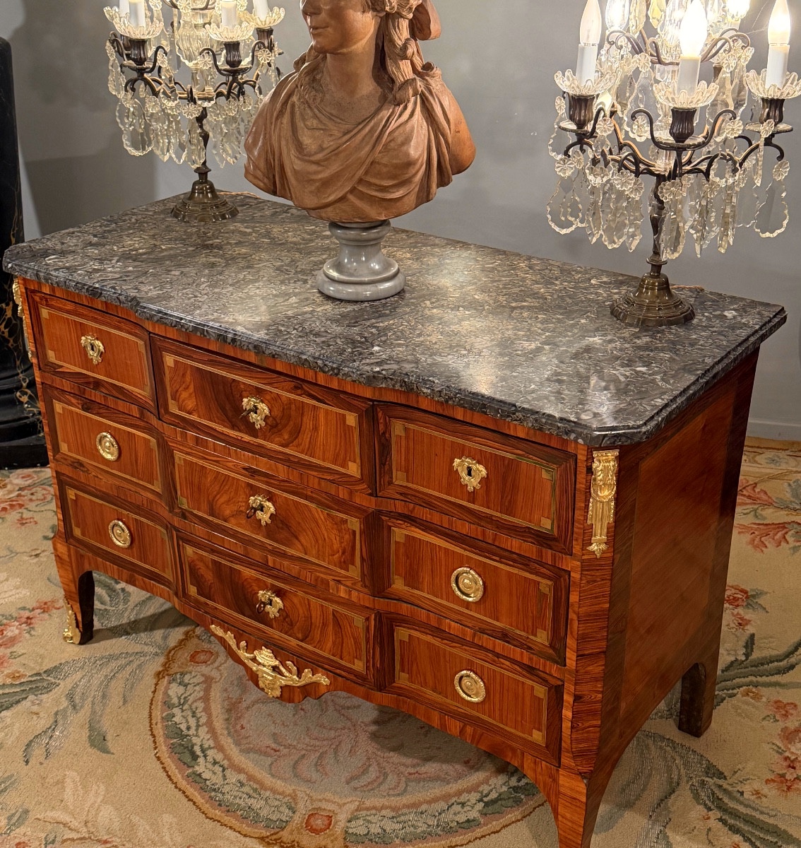 Marquetry Commode From The Louis XV-louis XVI Transitional Period, Circa 1770-photo-3