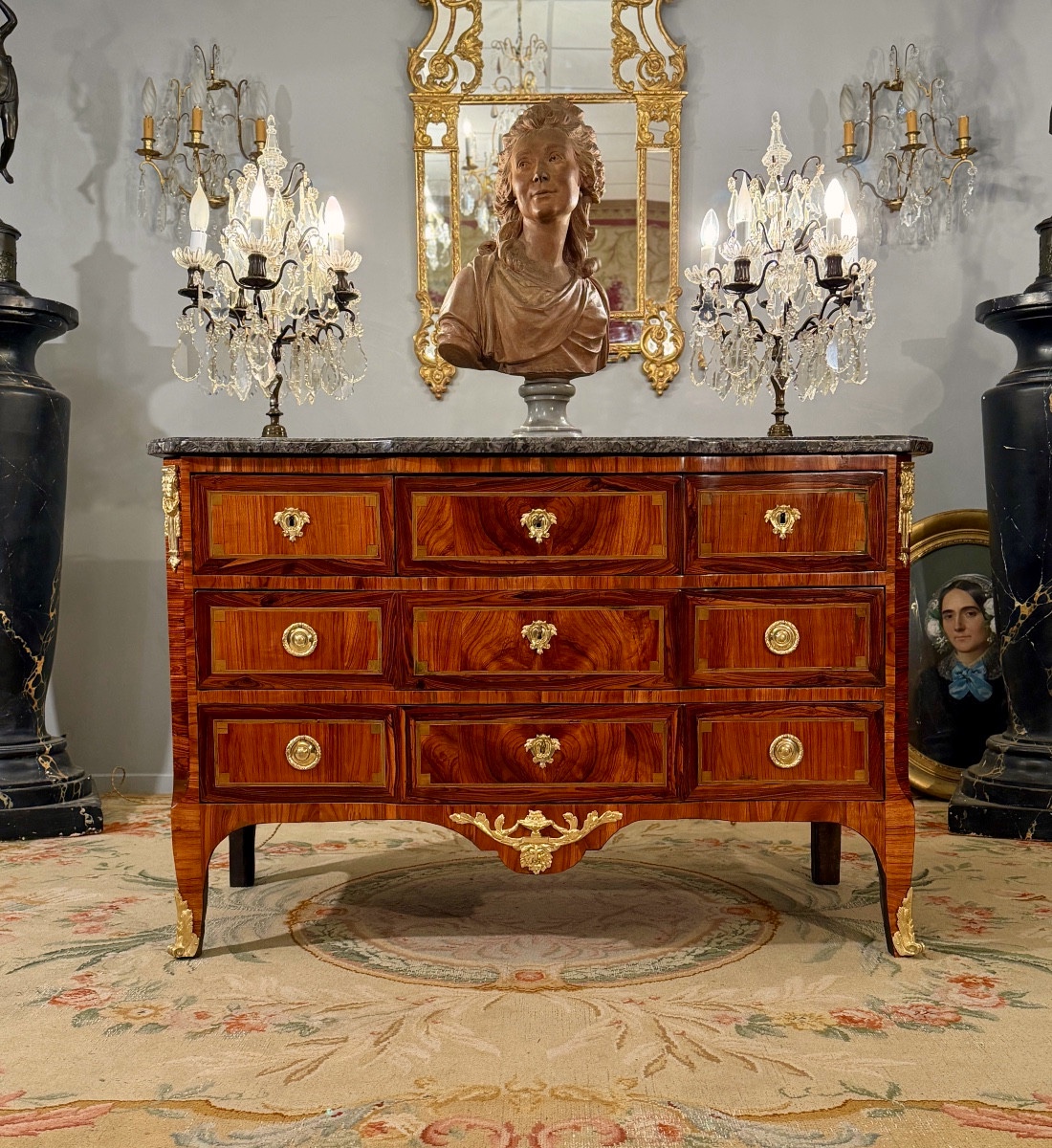 Marquetry Commode From The Louis XV-louis XVI Transitional Period, Circa 1770-photo-4