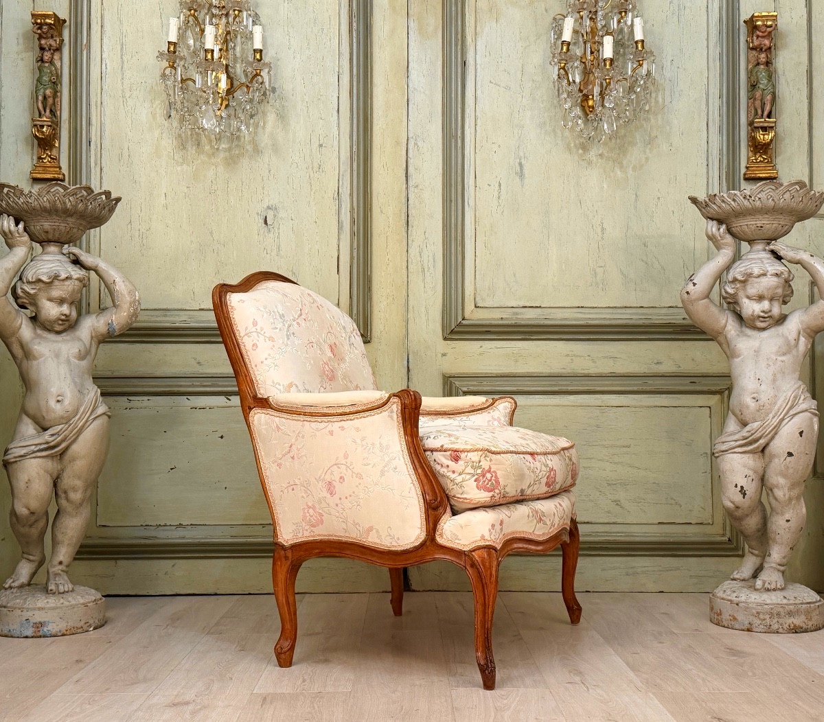 Carpentier Louis-charles, Large Bergère Chair Stamped In The Louis XV Period, Circa 1760-photo-2