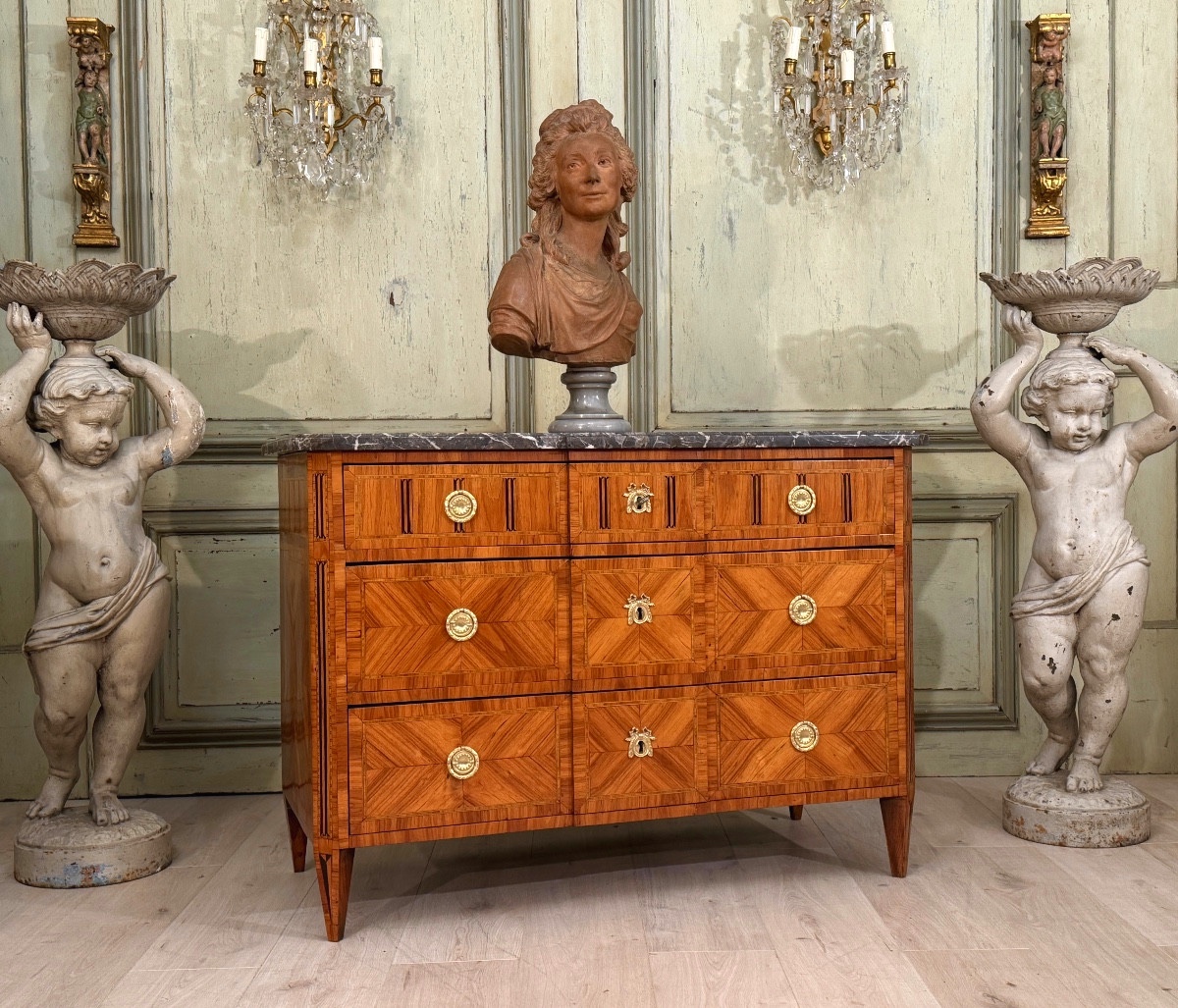 Commode en Marqueterie d'Epoque Louis XVI, Vers 1780-photo-2