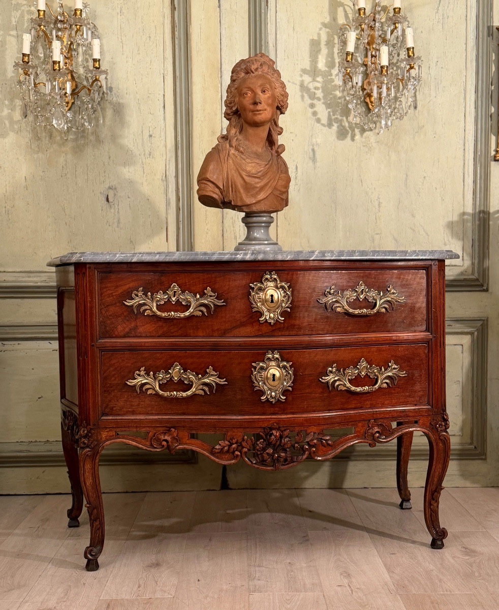 Provençal Walnut Chest Of Drawers From The Louis XV-louis XVI Transitional Period, 18th Century.-photo-2