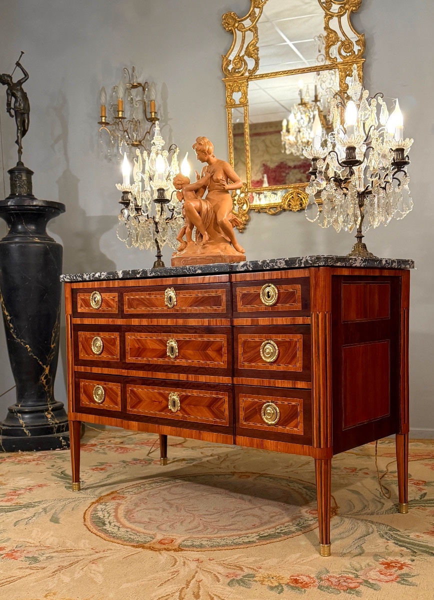 Commode en Marqueterie d'Epoque Louis XVI, Vers 1780-photo-3