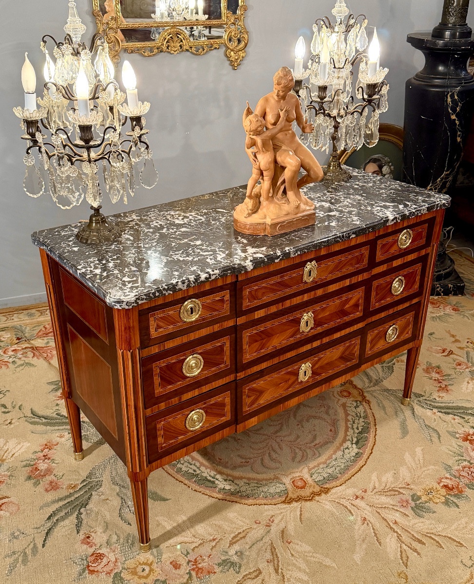 Commode en Marqueterie d'Epoque Louis XVI, Vers 1780-photo-4
