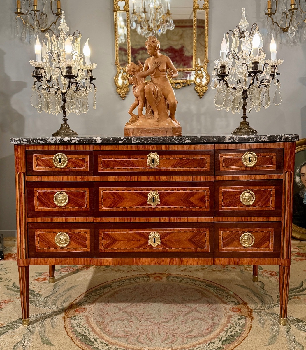 Commode en Marqueterie d'Epoque Louis XVI, Vers 1780-photo-6