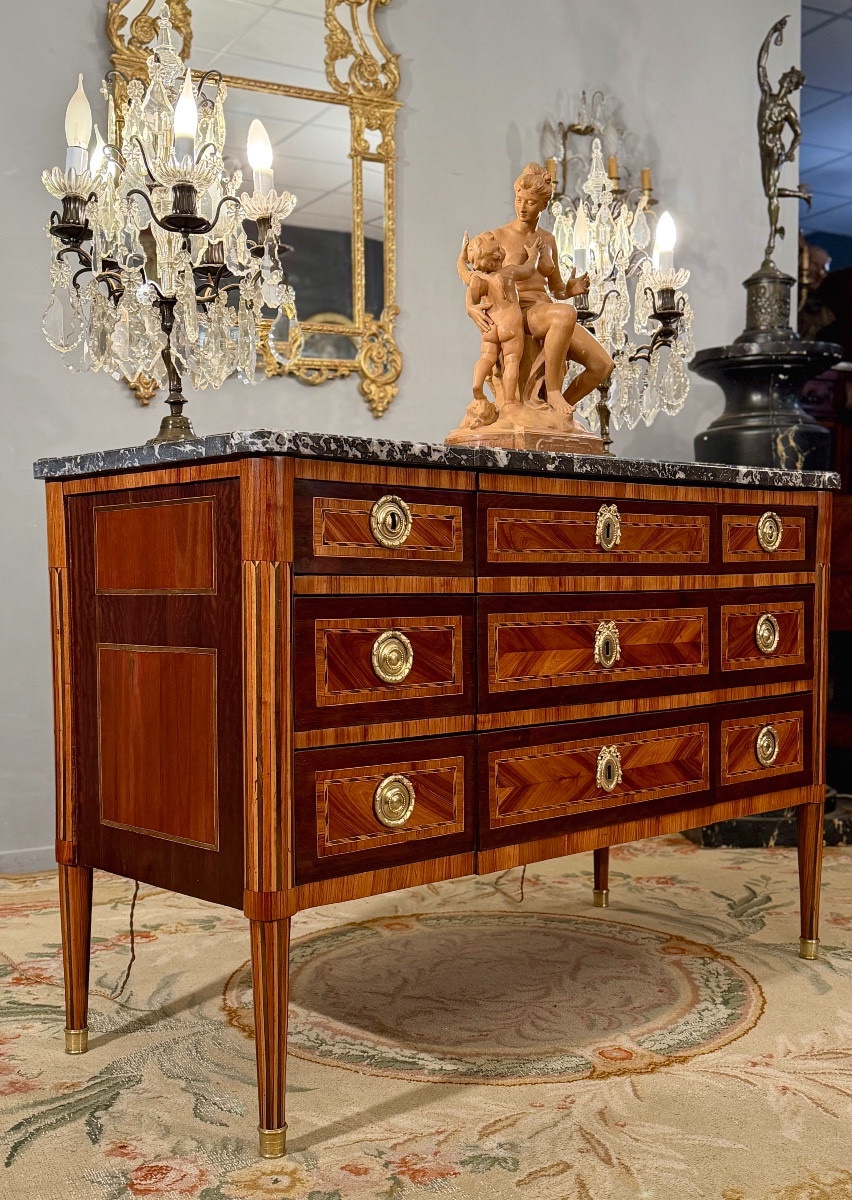 Commode en Marqueterie d'Epoque Louis XVI, Vers 1780-photo-5