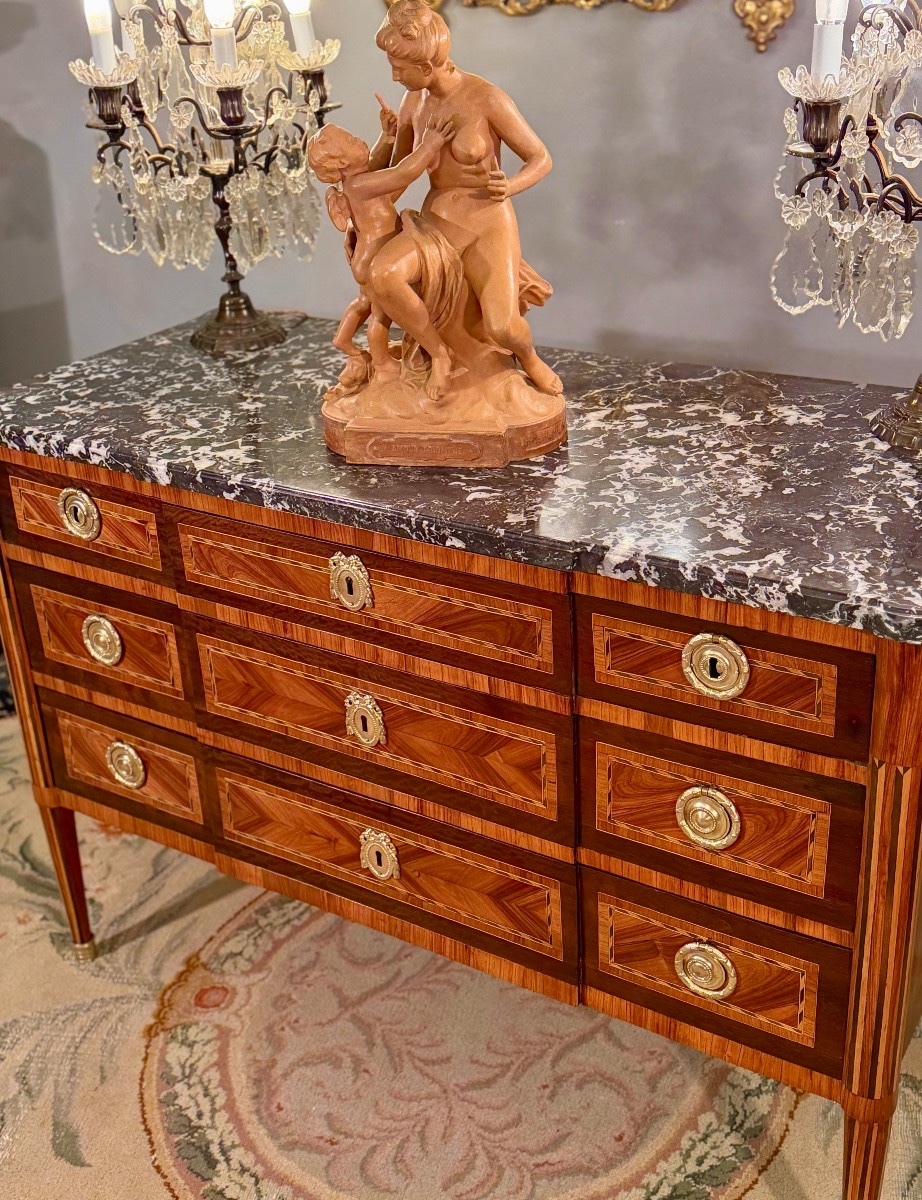 Commode en Marqueterie d'Epoque Louis XVI, Vers 1780-photo-4