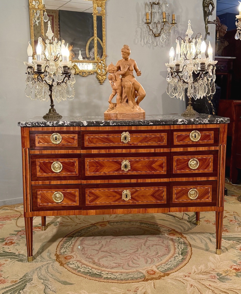 Commode en Marqueterie d'Epoque Louis XVI, Vers 1780-photo-1