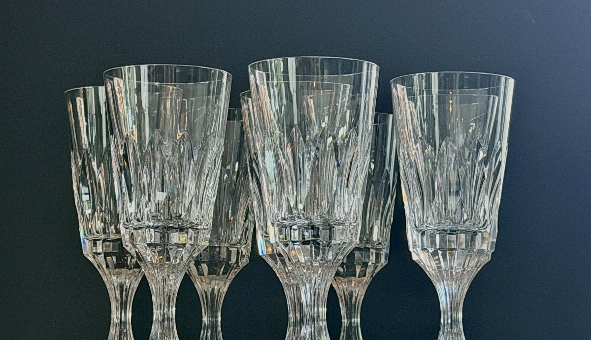 Maison Baccarat, Modèle ASSAS, Série de 8 Verres à Eau Cristal Taillé-photo-2