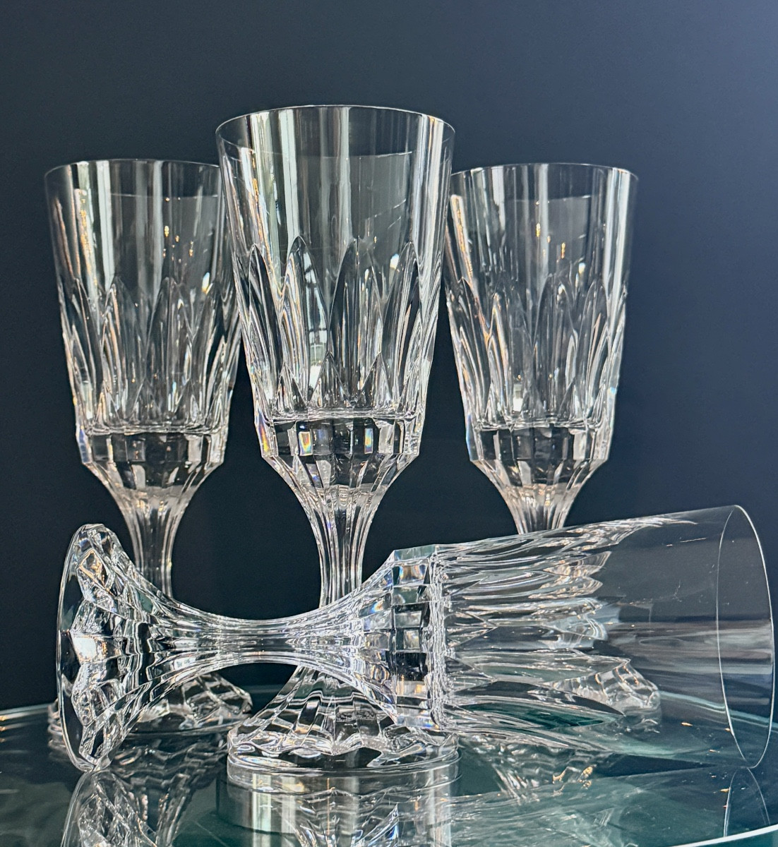 Maison Baccarat, Modèle ASSAS, Série de 8 Verres à Eau Cristal Taillé-photo-3