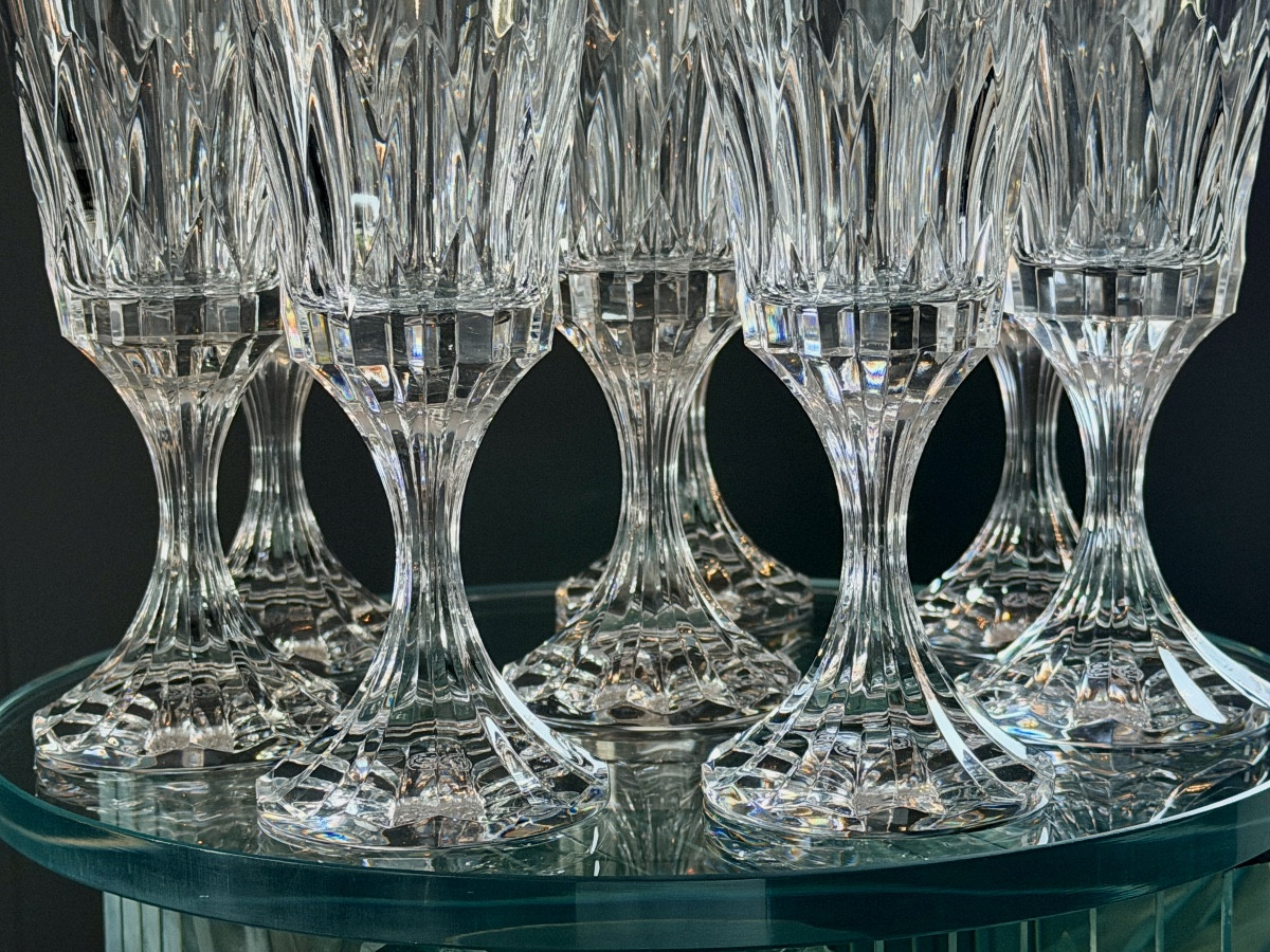 Maison Baccarat, Modèle ASSAS, Série de 8 Verres à Eau Cristal Taillé-photo-4