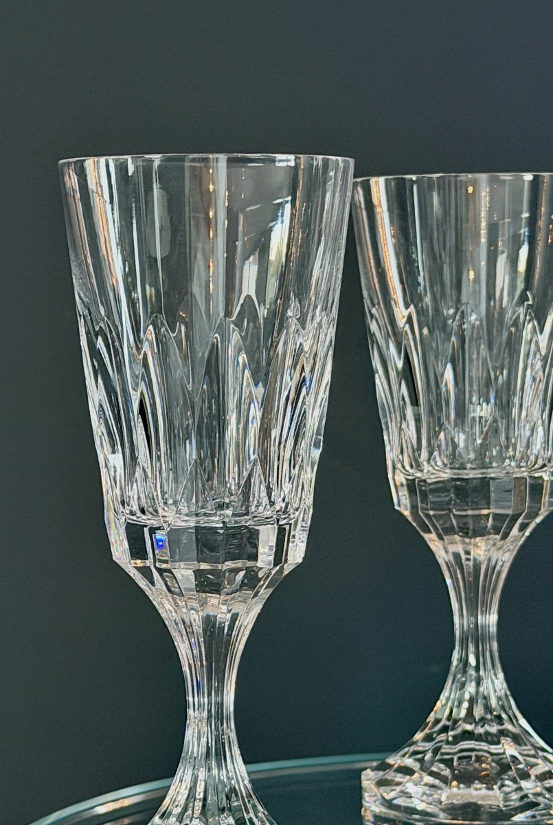 Maison Baccarat, Modèle ASSAS, Série de 8 Verres à Eau Cristal Taillé-photo-1