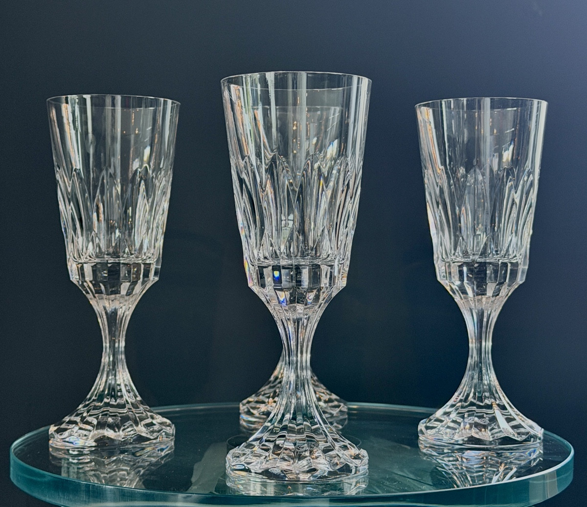 Maison Baccarat, Modèle ASSAS, Série de 8 Verres à Eau Cristal Taillé-photo-4