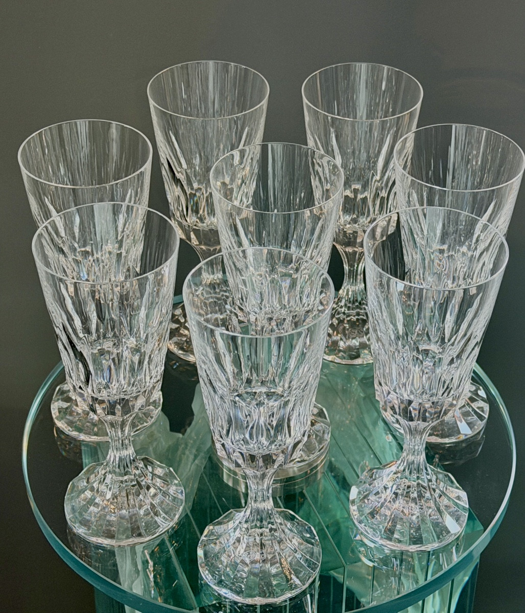 Maison Baccarat, Modèle ASSAS, Série de 8 Verres à Eau Cristal Taillé-photo-5