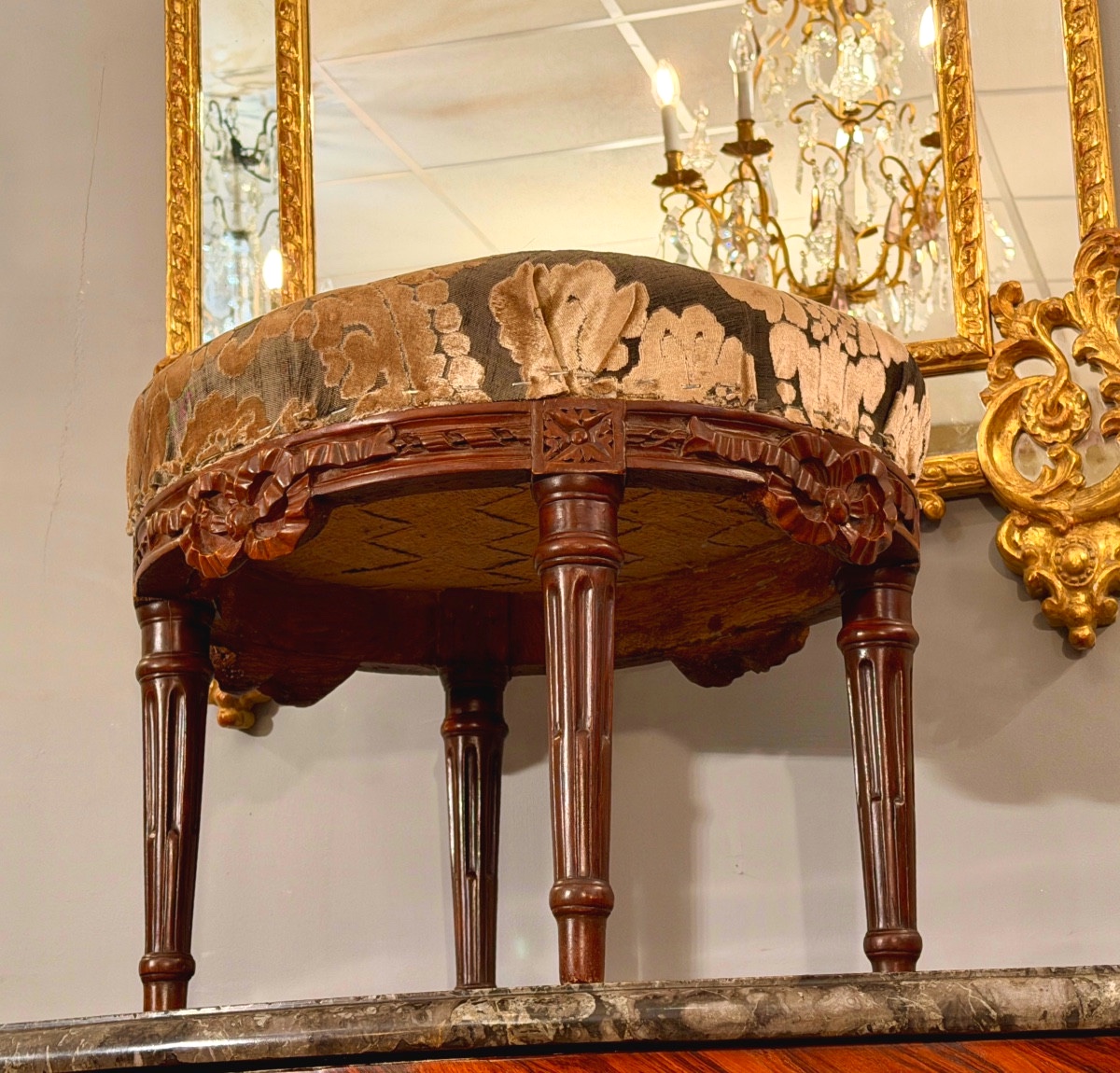 Repose Pied, Tabouret d' Epoque Louis XVI, Vers 1780-photo-2