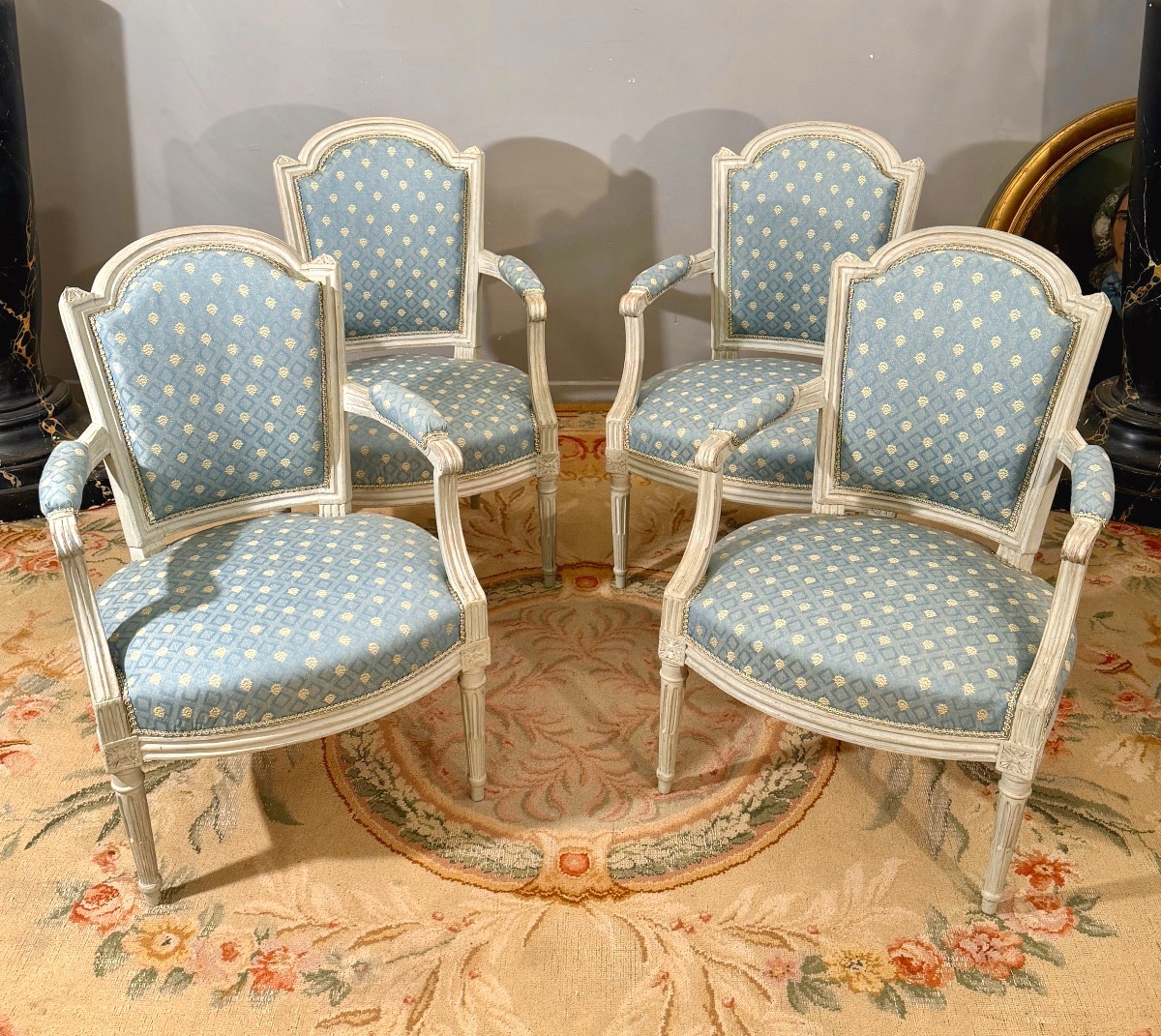 Denis Jullienne, Set Of 4 Louis XVI Period Stamped Armchairs, Circa 1780-photo-3