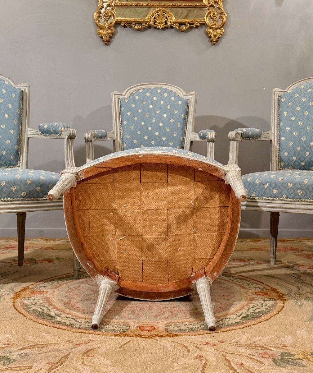 Denis Jullienne, Set Of 4 Louis XVI Period Stamped Armchairs, Circa 1780-photo-2