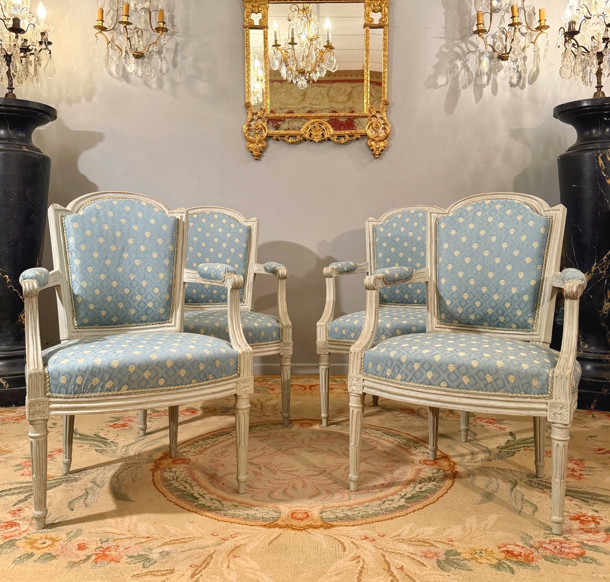 Denis Jullienne, Set Of 4 Louis XVI Period Stamped Armchairs, Circa 1780-photo-3