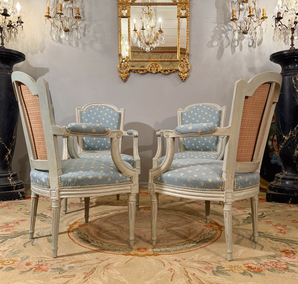 Denis Jullienne, Set Of 4 Louis XVI Period Stamped Armchairs, Circa 1780-photo-5