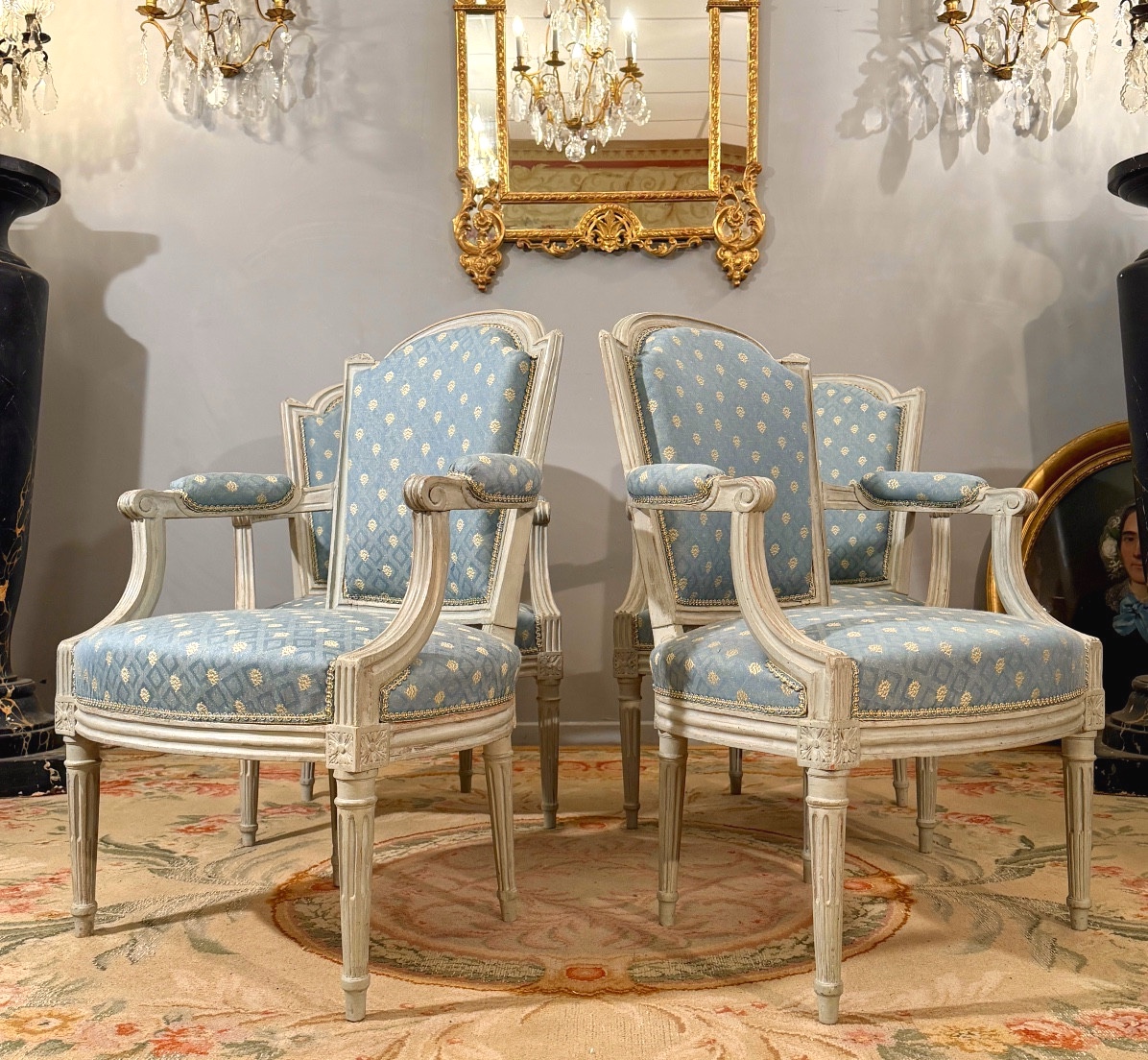 Denis Jullienne, Set Of 4 Louis XVI Period Stamped Armchairs, Circa 1780