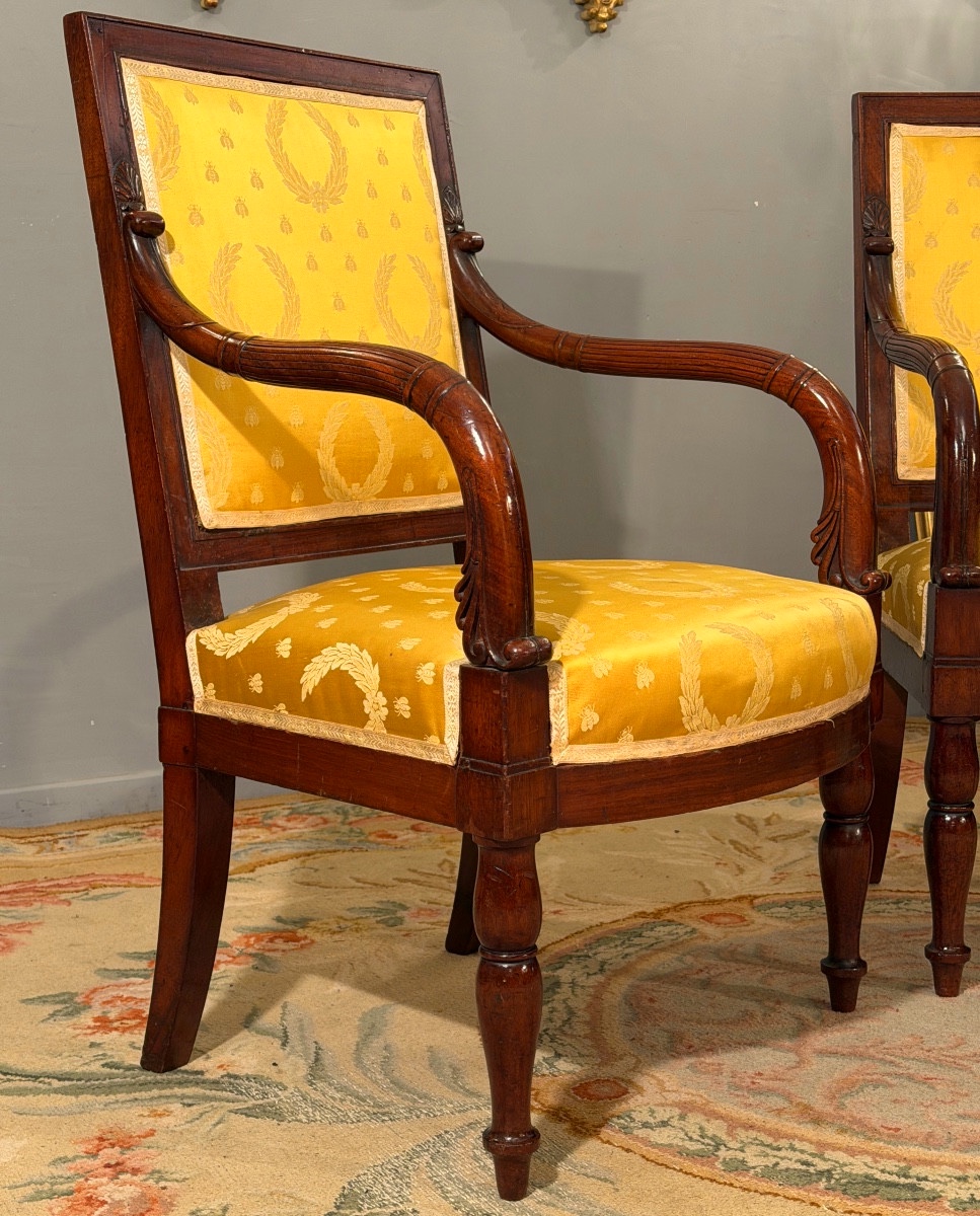 Jacob Desmalter, Pair Of Mahogany Armchairs Stamped Empire Period, Circa 1810-photo-4