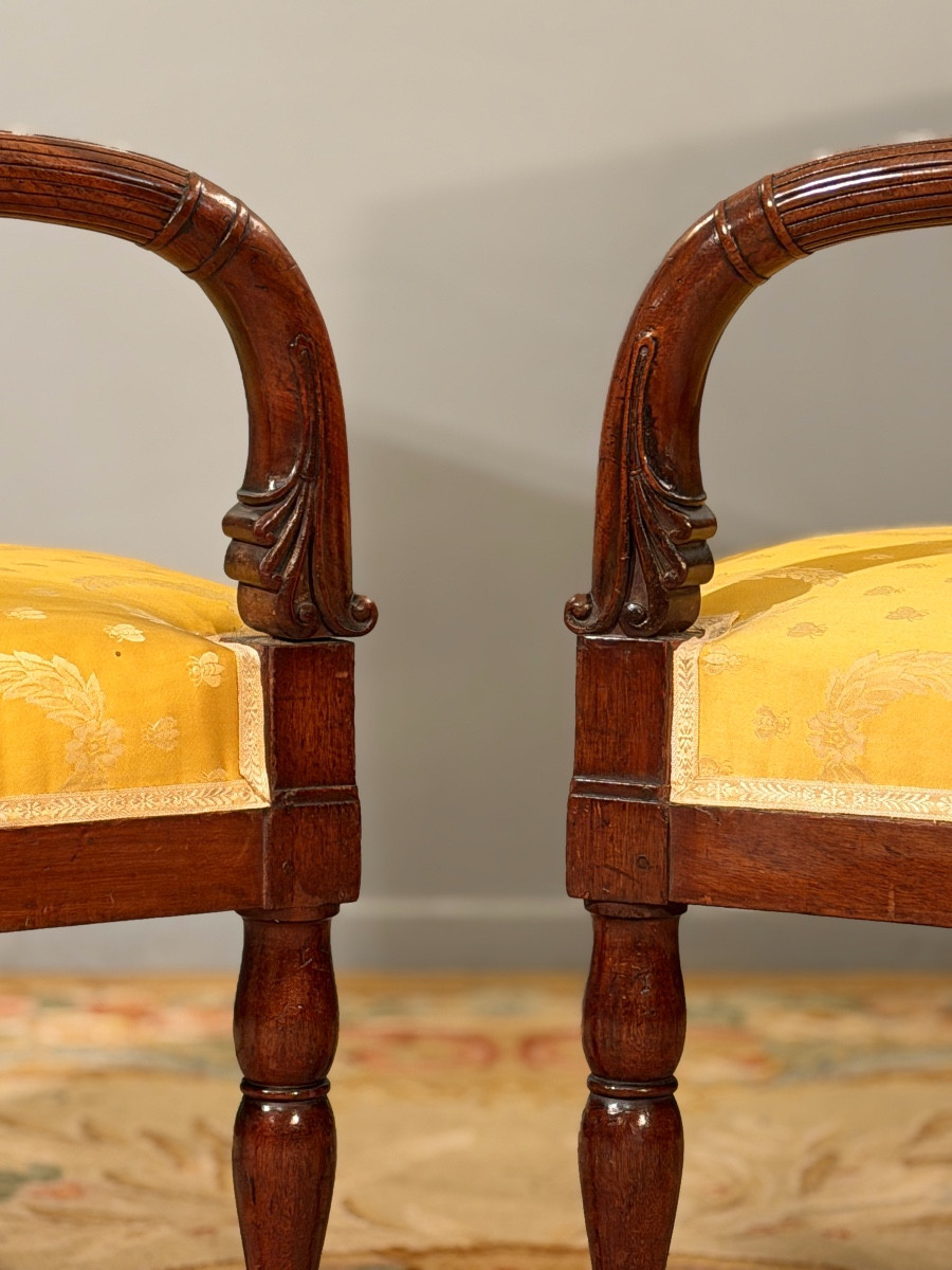 Jacob Desmalter, Pair Of Mahogany Armchairs Stamped Empire Period, Circa 1810-photo-8