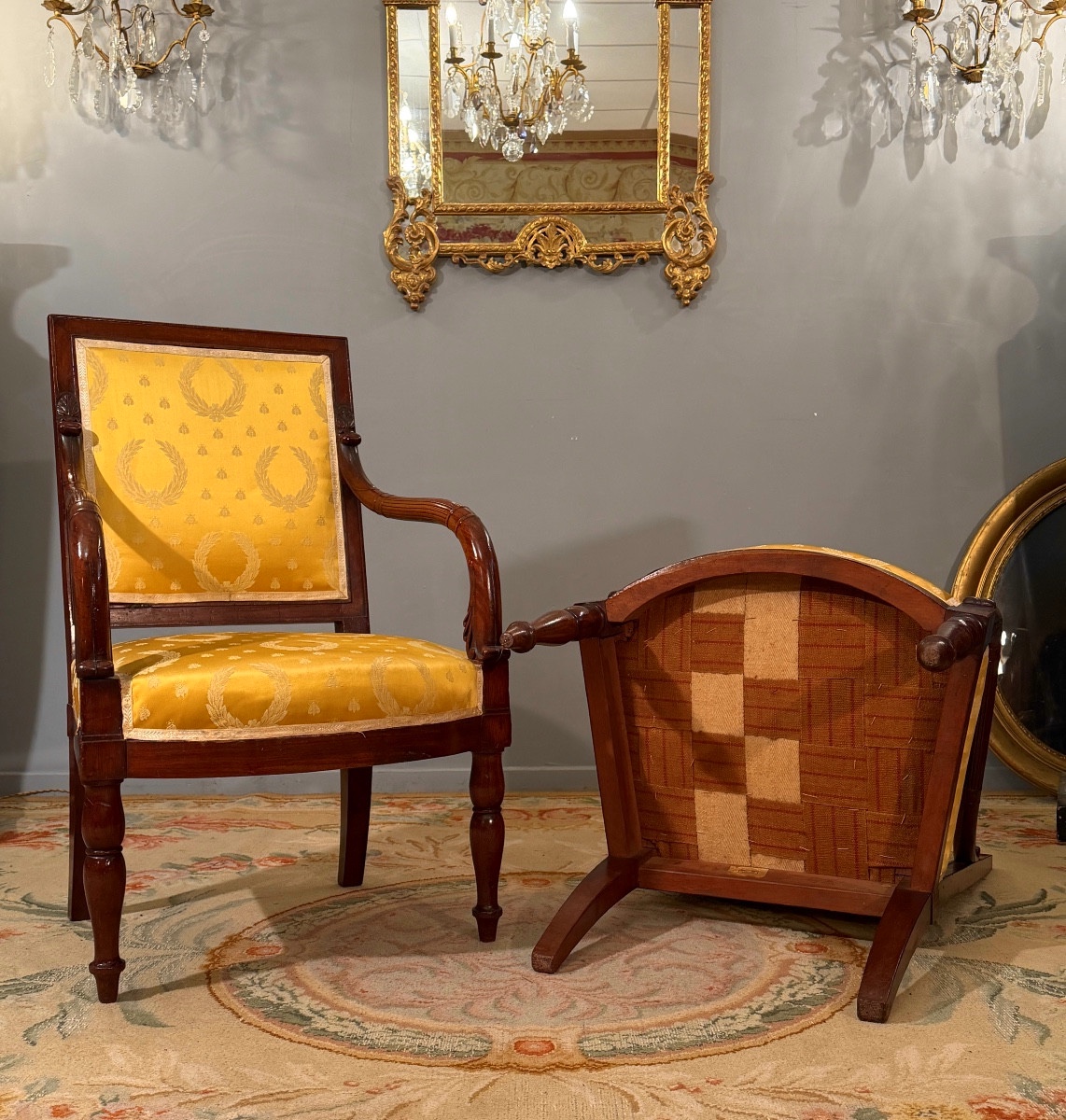 Jacob Desmalter, Pair Of Mahogany Armchairs Stamped Empire Period, Circa 1810-photo-2