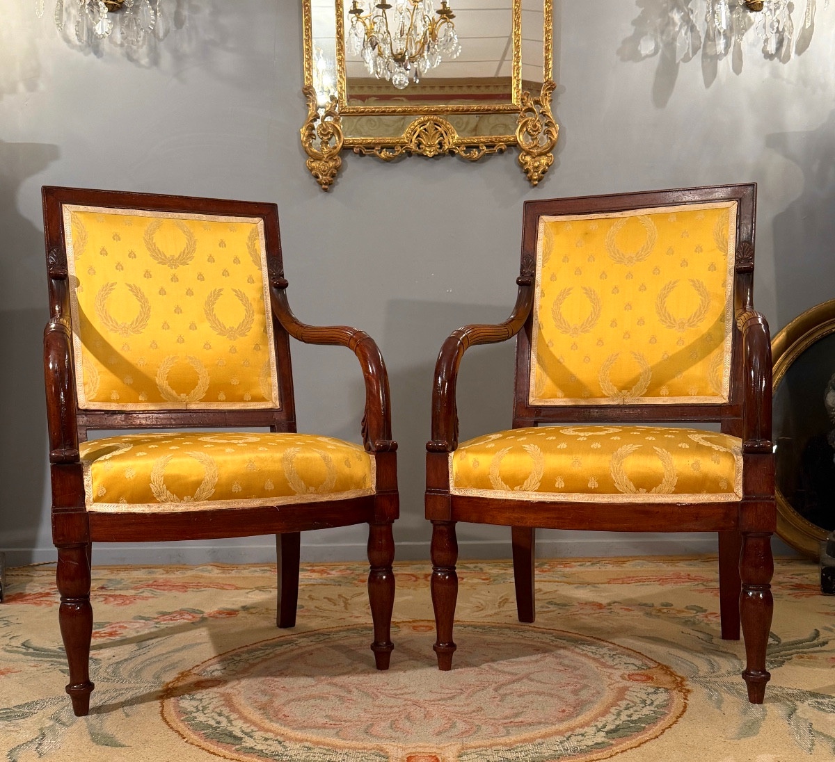 Jacob Desmalter, Pair Of Mahogany Armchairs Stamped Empire Period, Circa 1810-photo-3