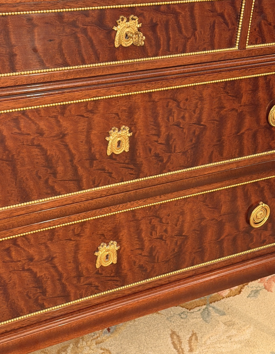 Louis XVI Style Flame Mahogany Chest Of Drawers, Circa 1900-photo-1