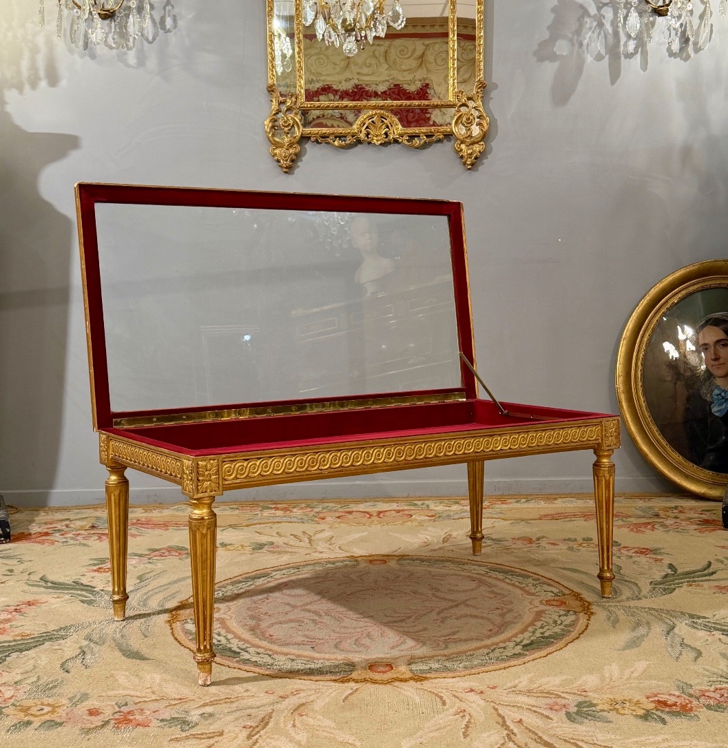 Meuble de Présentation en Bois Doré de Style Louis XVI, Fin XIXème