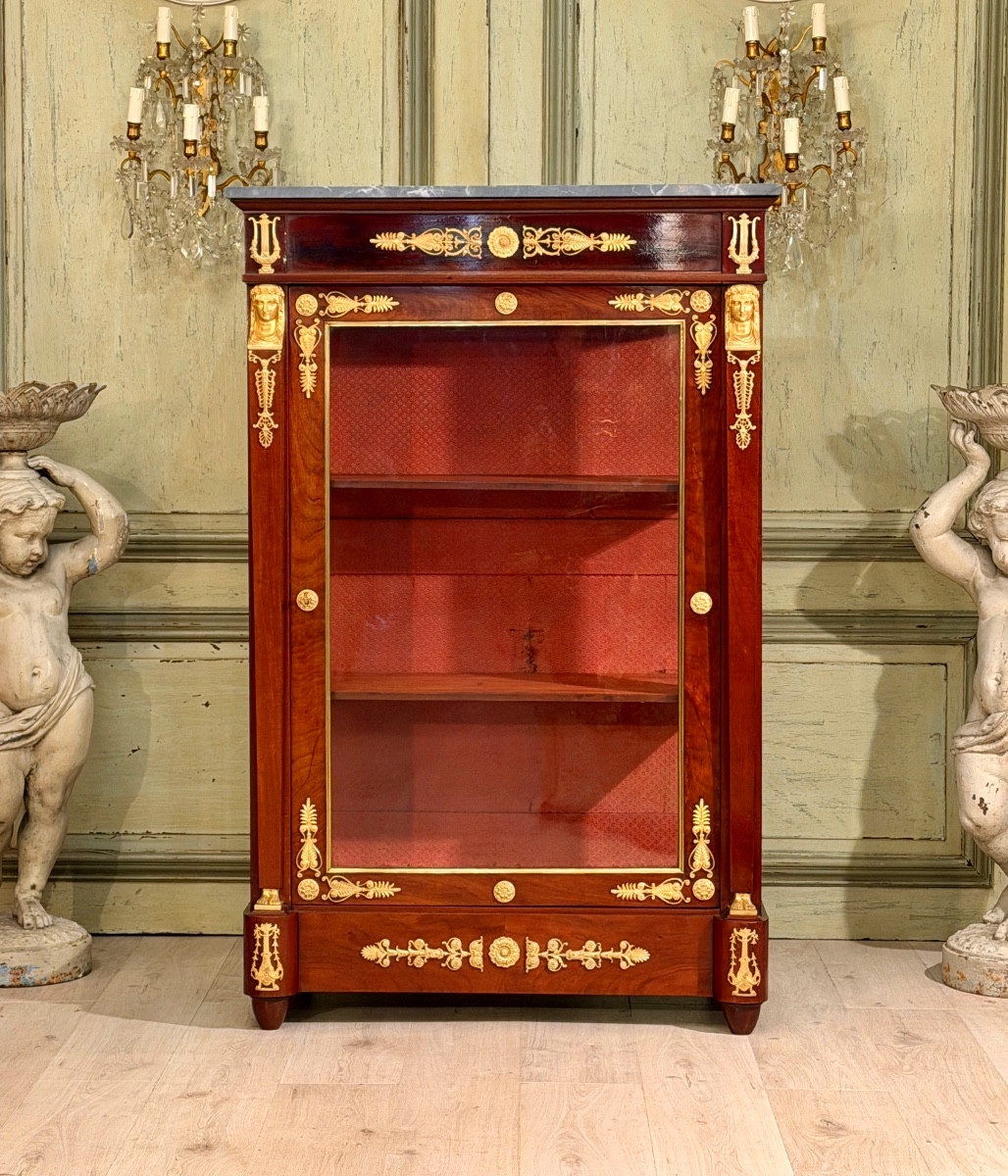 Mahogany Display Cabinet From The Empire Period, 19th Century, Circa 1810 -photo-4
