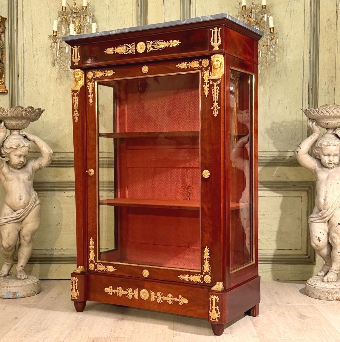 Mahogany Display Cabinet From The Empire Period, 19th Century, Circa 1810 