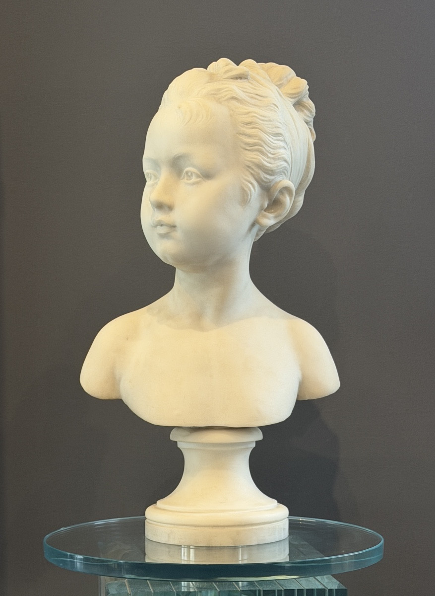 After Houdon, Marble Bust Sculpture Of Louise Brongniart, 19th Century-photo-2