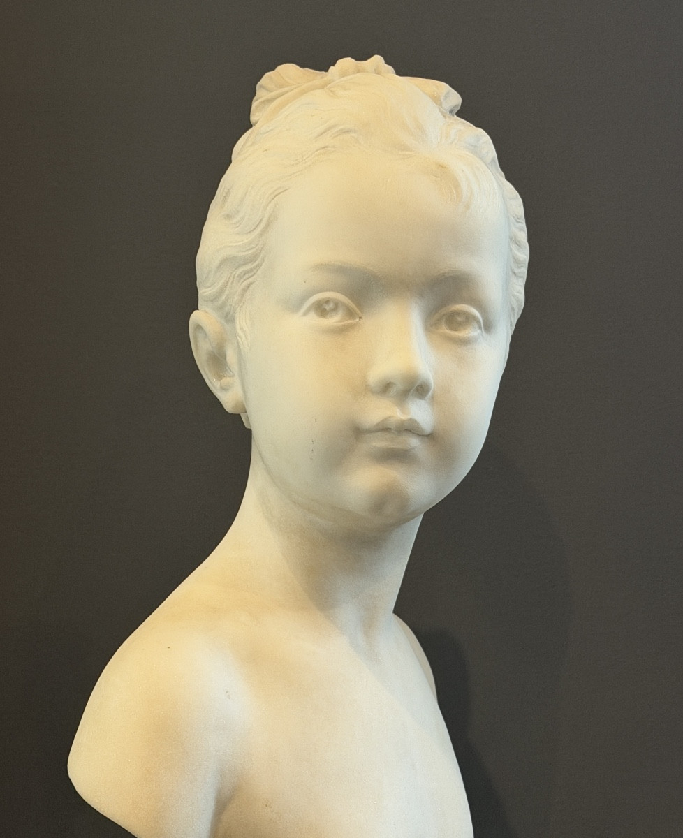 After Houdon, Marble Bust Sculpture Of Louise Brongniart, 19th Century-photo-3