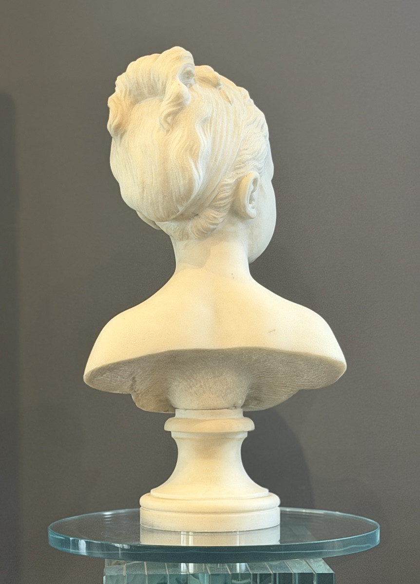 After Houdon, Marble Bust Sculpture Of Louise Brongniart, 19th Century-photo-4