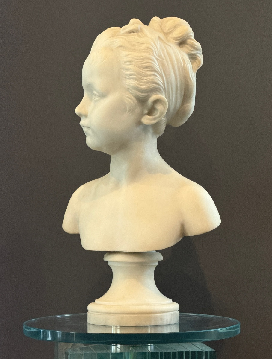 After Houdon, Marble Bust Sculpture Of Louise Brongniart, 19th Century-photo-4