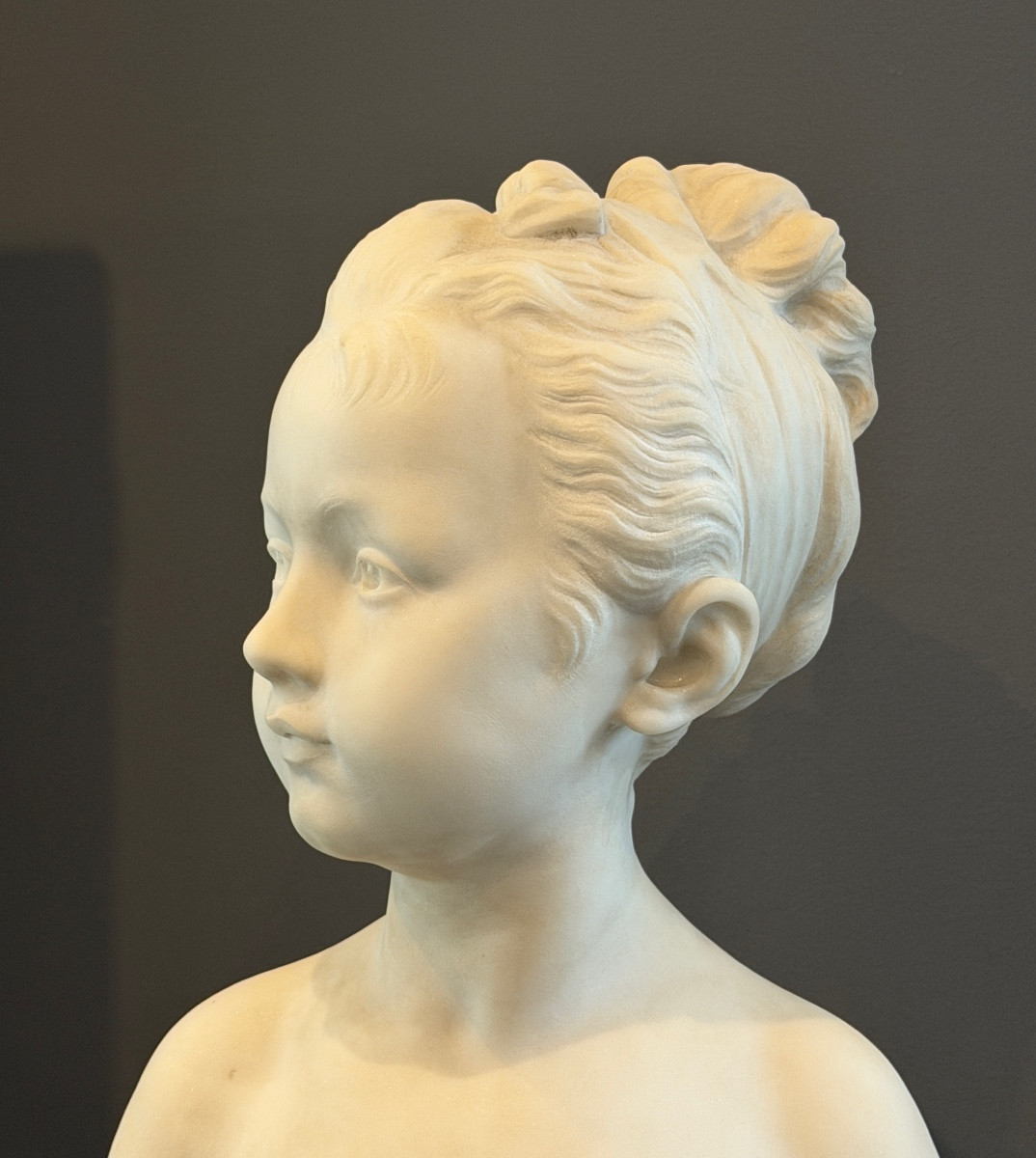 After Houdon, Marble Bust Sculpture Of Louise Brongniart, 19th Century-photo-6