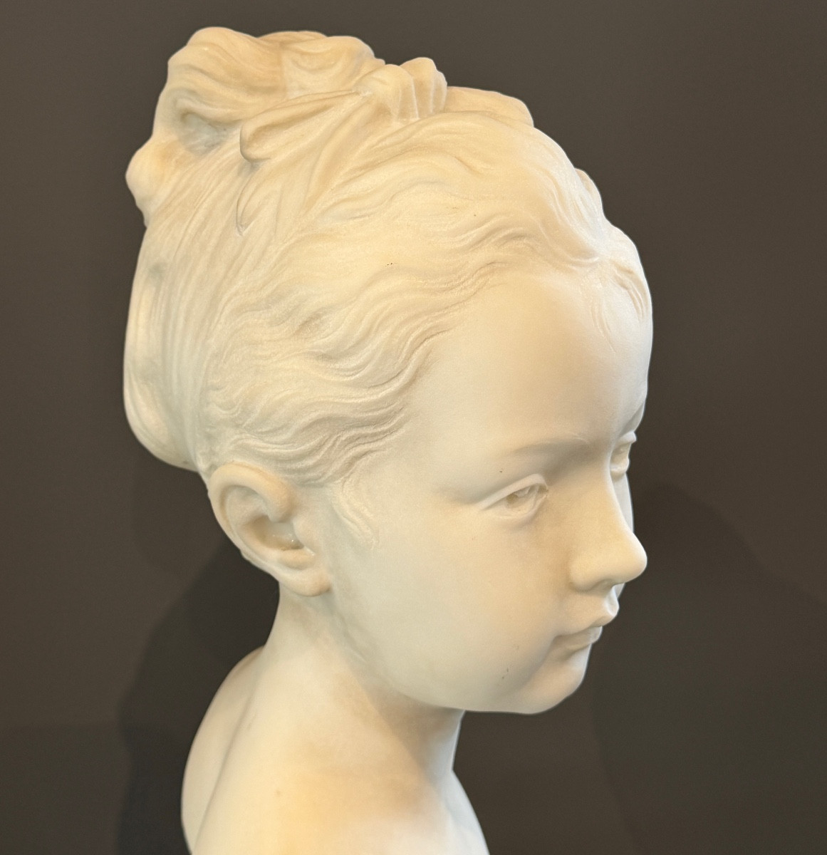 After Houdon, Marble Bust Sculpture Of Louise Brongniart, 19th Century-photo-3