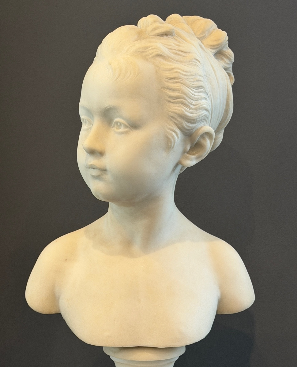 After Houdon, Marble Bust Sculpture Of Louise Brongniart, 19th Century-photo-5