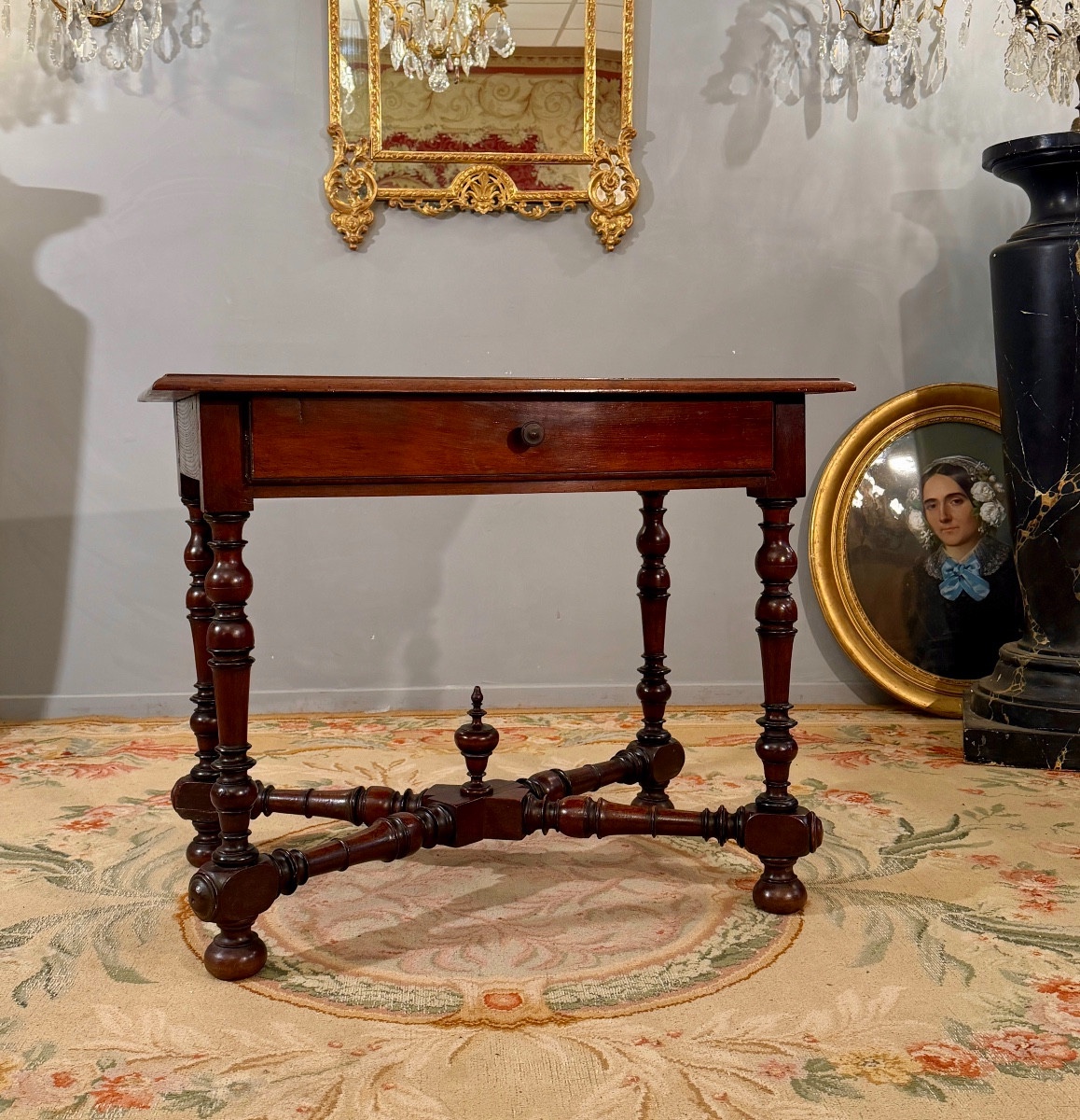 Table à Ecrire en Noyer d'Epoque Louis XIV, XVIIème-photo-2