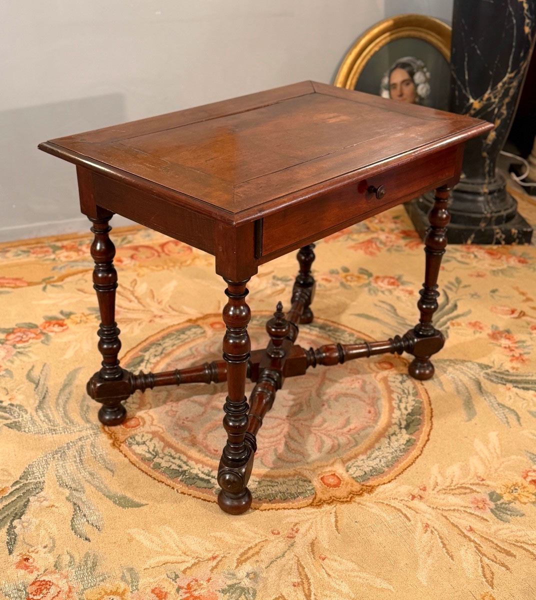 Table à Ecrire en Noyer d'Epoque Louis XIV, XVIIème-photo-3