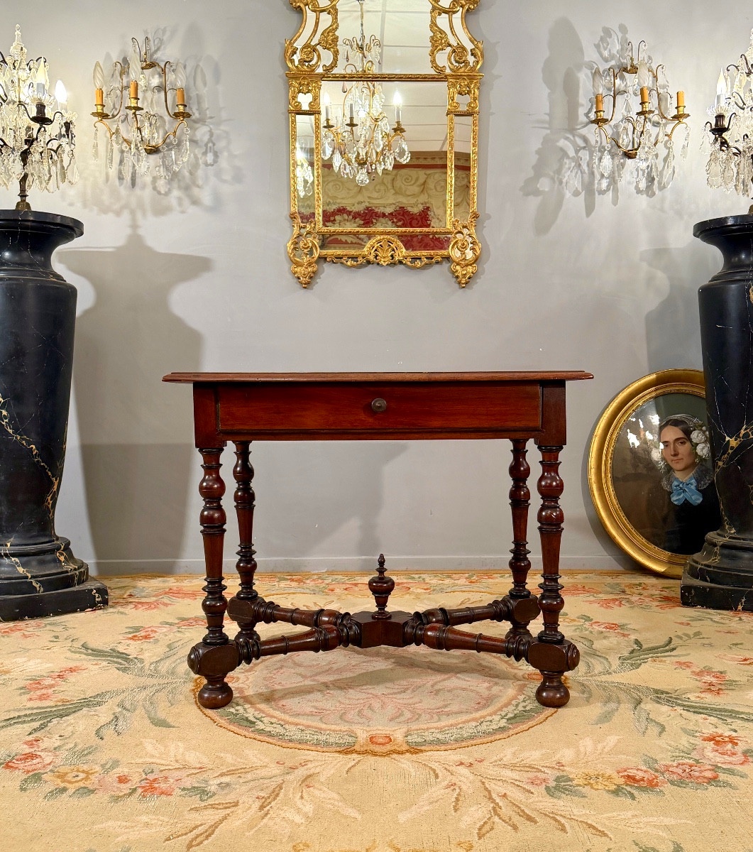 Table à Ecrire en Noyer d'Epoque Louis XIV, XVIIème-photo-7