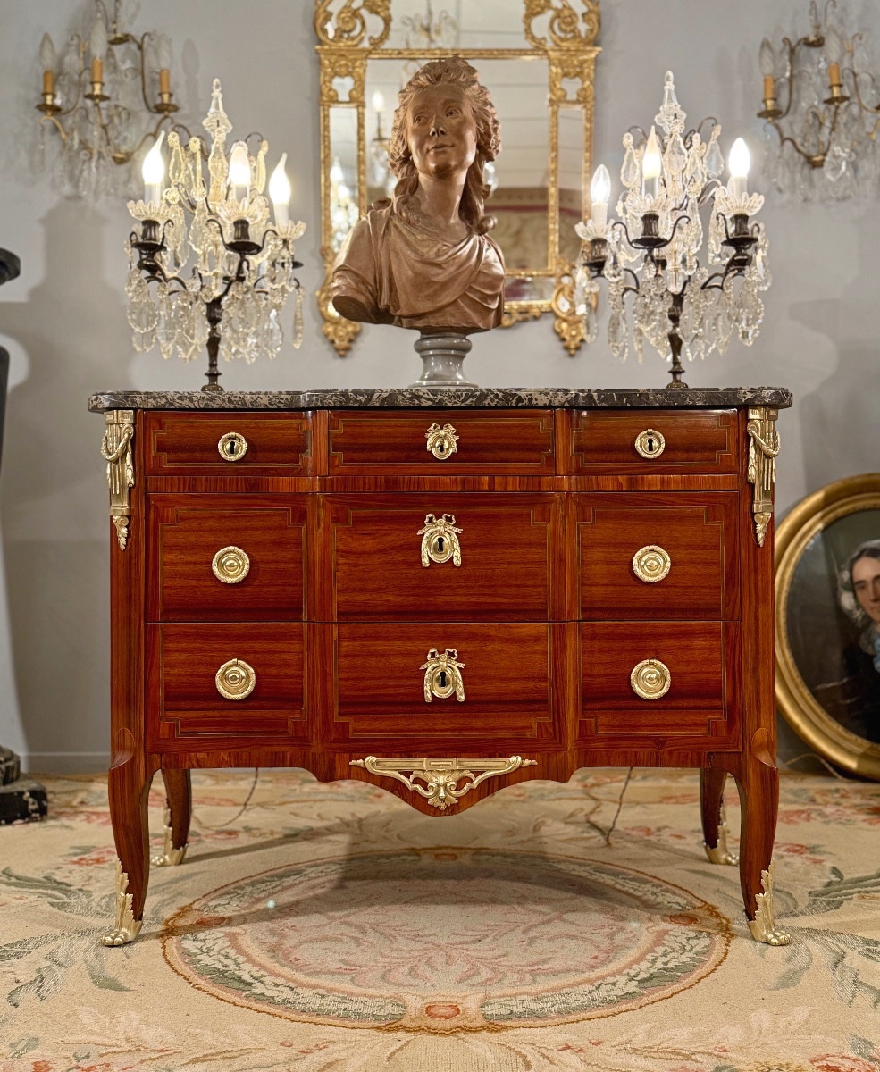 Commode à Ressaut d'Epoque Transition Louis XV Louis XVI, Vers 1760-photo-2