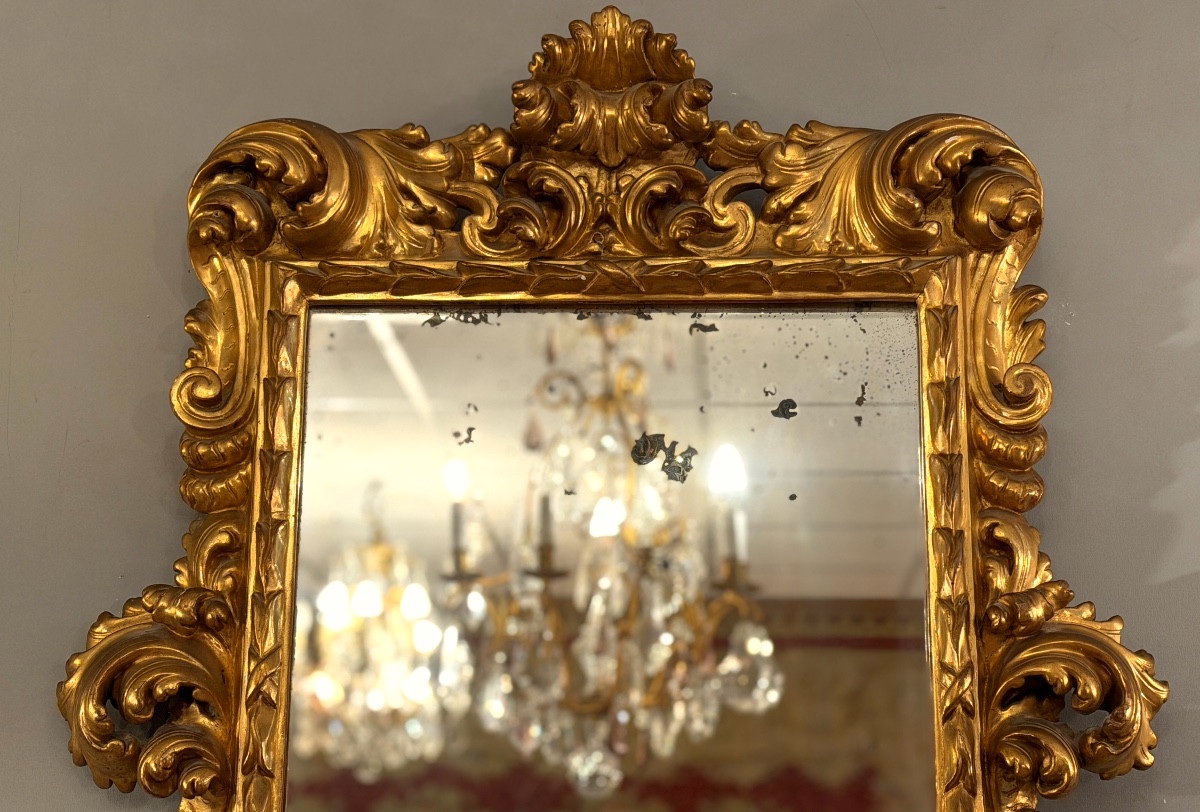 Carved And Gilded Wooden Mirror From The Louis XV Period, Circa 1750-photo-2