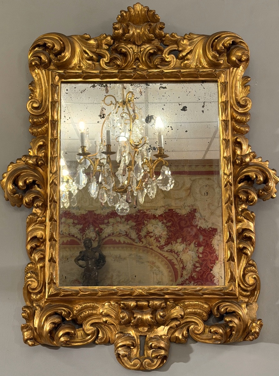 Carved And Gilded Wooden Mirror From The Louis XV Period, Circa 1750-photo-4