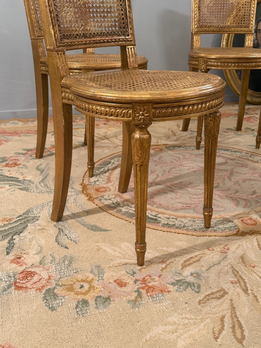 Suite de Quatre Chaises en Bois Doré de Style Louis XVI, Epoque Napoléon III-photo-3