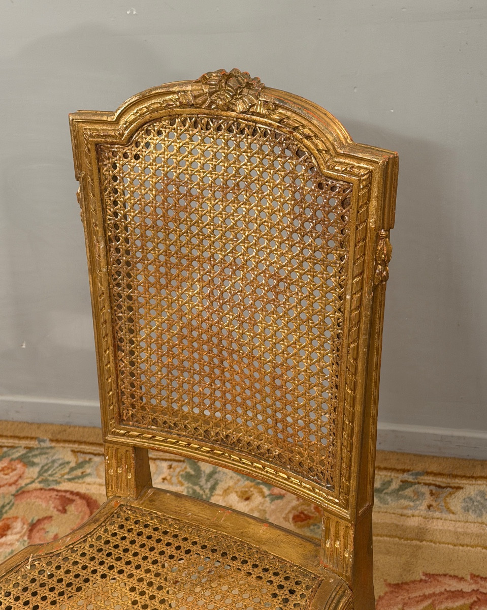 Suite de Quatre Chaises en Bois Doré de Style Louis XVI, Epoque Napoléon III-photo-2